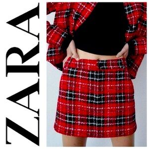 Zara Red Plaid Skort